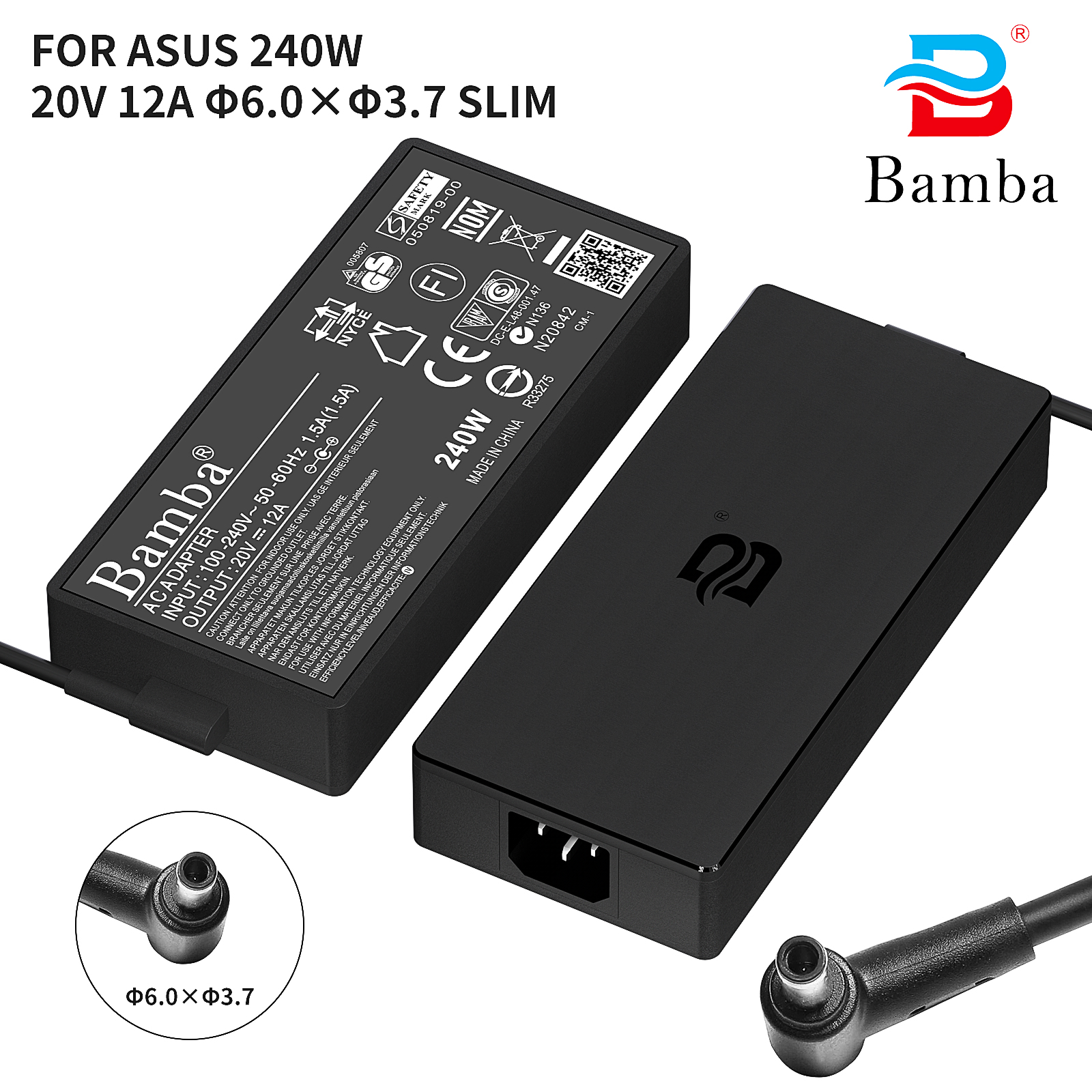 For ASUS 240W 20V 12A Φ6.0×Φ3.7 Slim (2)